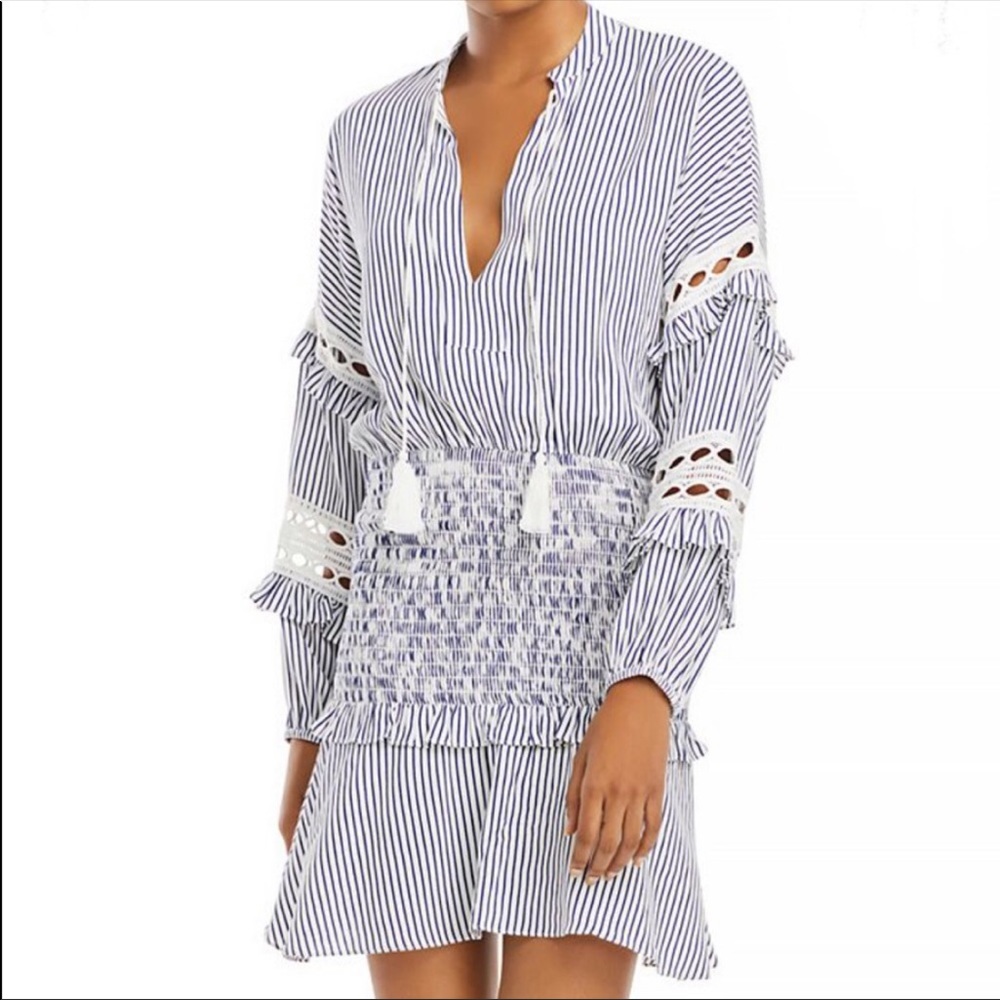 Aqua Striped Eyelet Dress